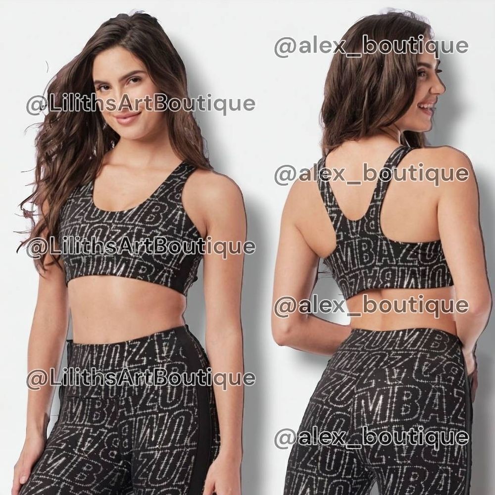 Zumba Dance Floor Sport Bra Bold Black NWOT Size M (G011)